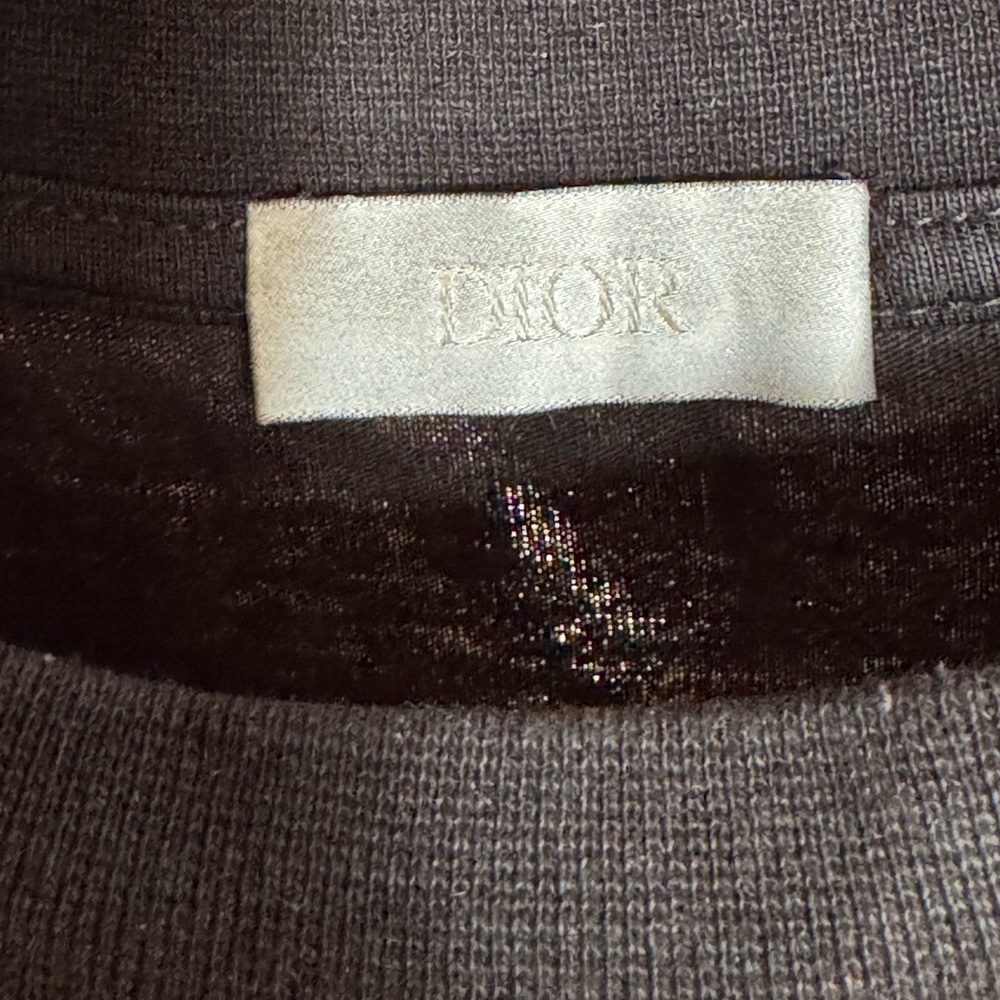 Dior Ribbon Varsity Black Tee with Yellow Stripes Men’s Size XXL - Picture 4 of 8